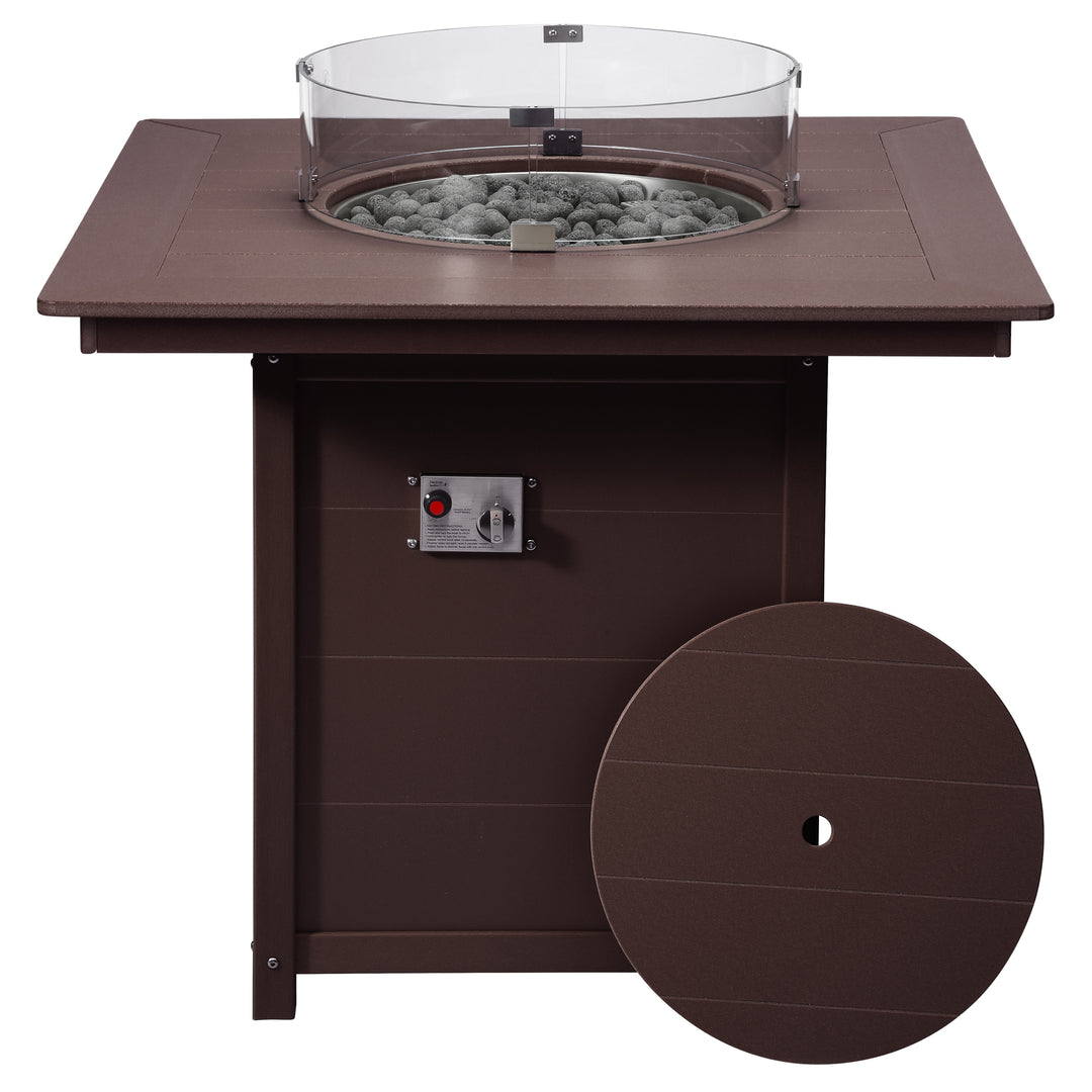 Helios 42" Modern Outdoor Patio Gas Propane Square Fire Pit Table