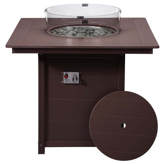 Helios 42" Modern Outdoor Patio Gas Propane Square Fire Pit Table
