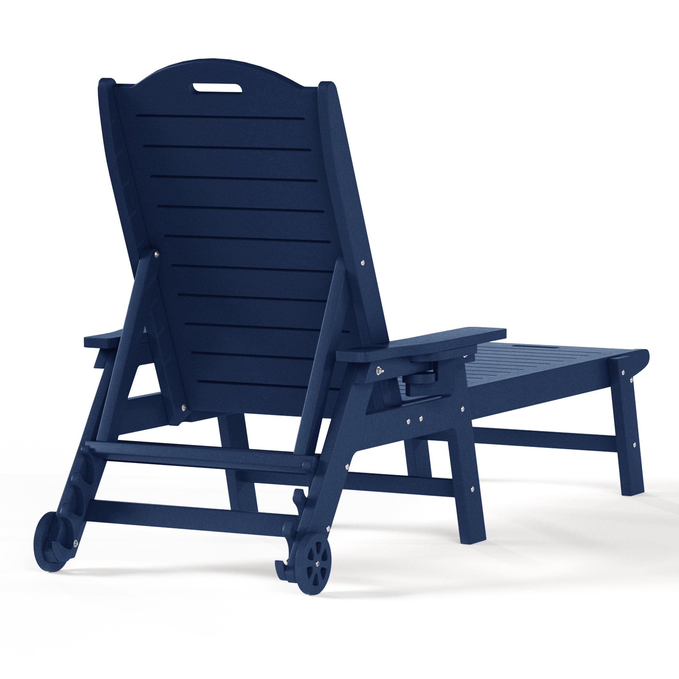 Aruba Outdoor HDPE Patio Chaise Lounge With Wheels & Cup Holder