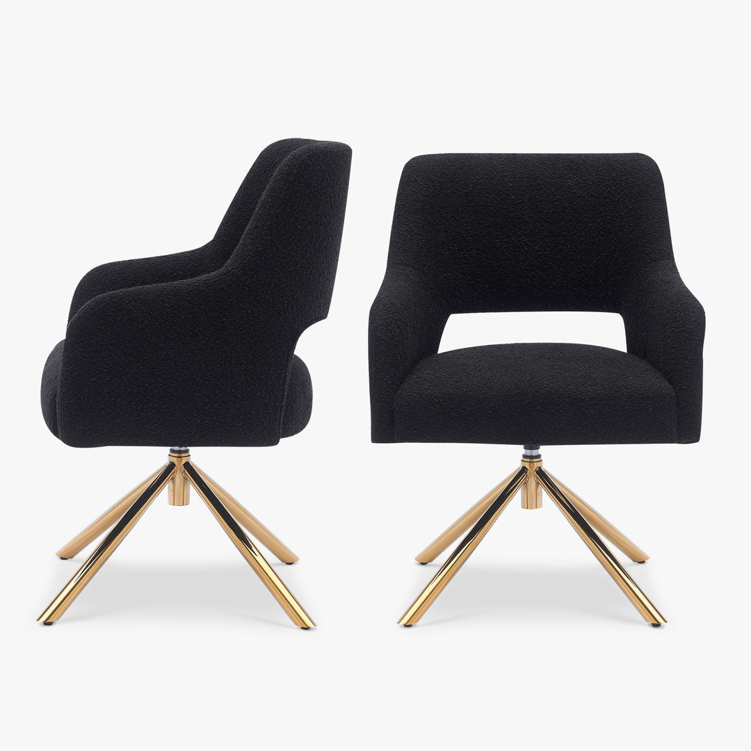 Genevieve Mid-Century Modern Wide Boucle Swivel Accent Arm Chair (Set of 2)