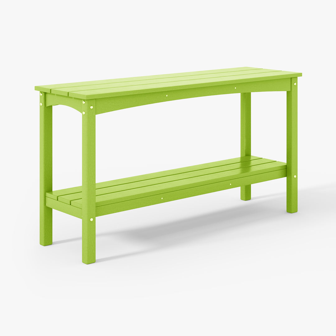 Malibu 55" Outdoor Patio HDPE Adirondack 2-Tier Shelf Console Table