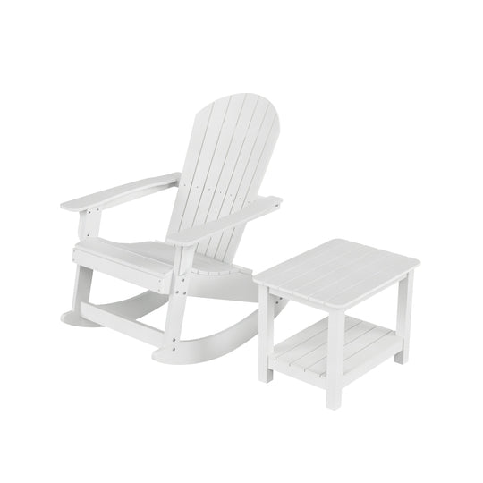 Tuscany HIPS 2-Piece Outdoor Rocking Adirondack Chair With Side Table Set