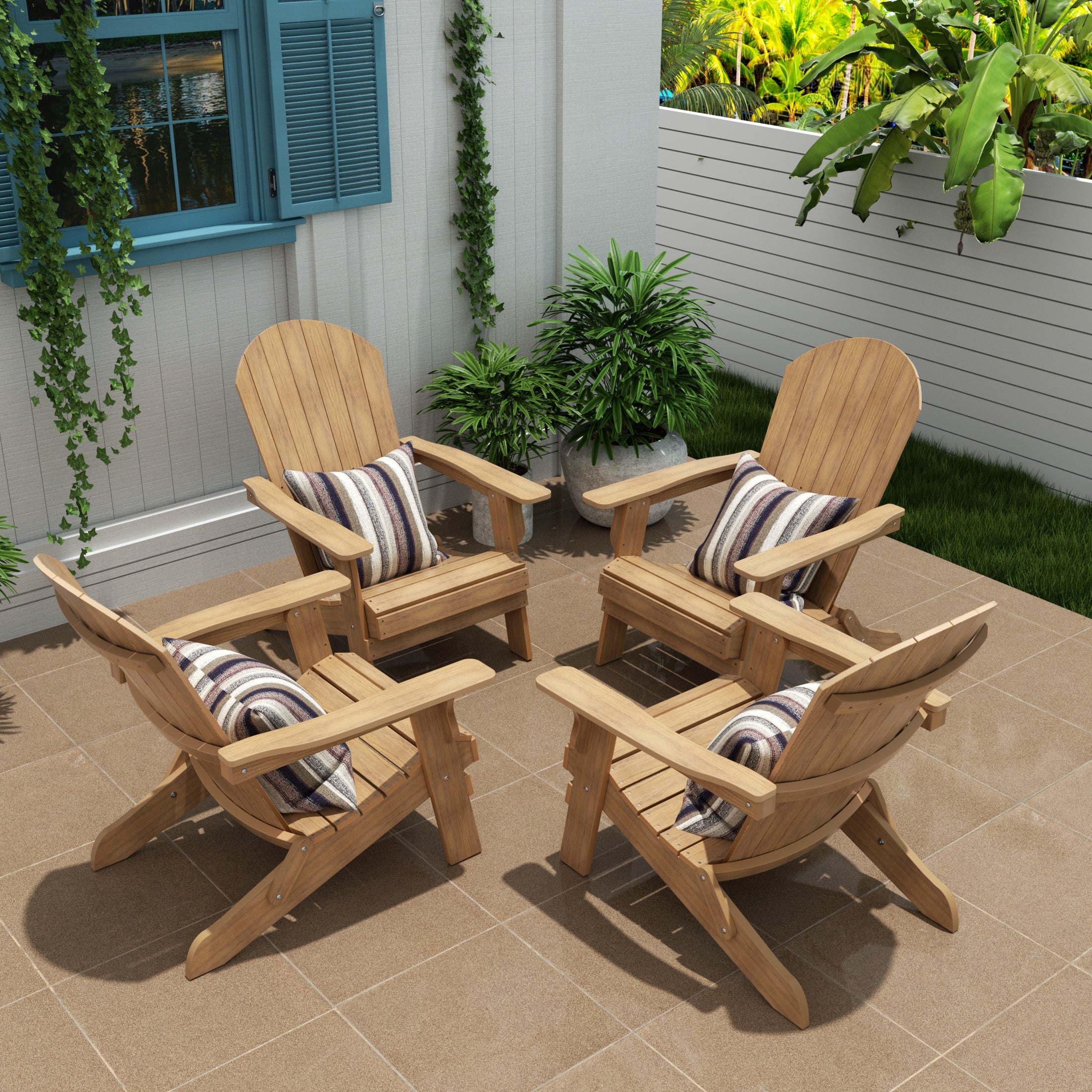 Tuscany Outdoor Folding Adirondack Seashell Chair (Set of 4)
