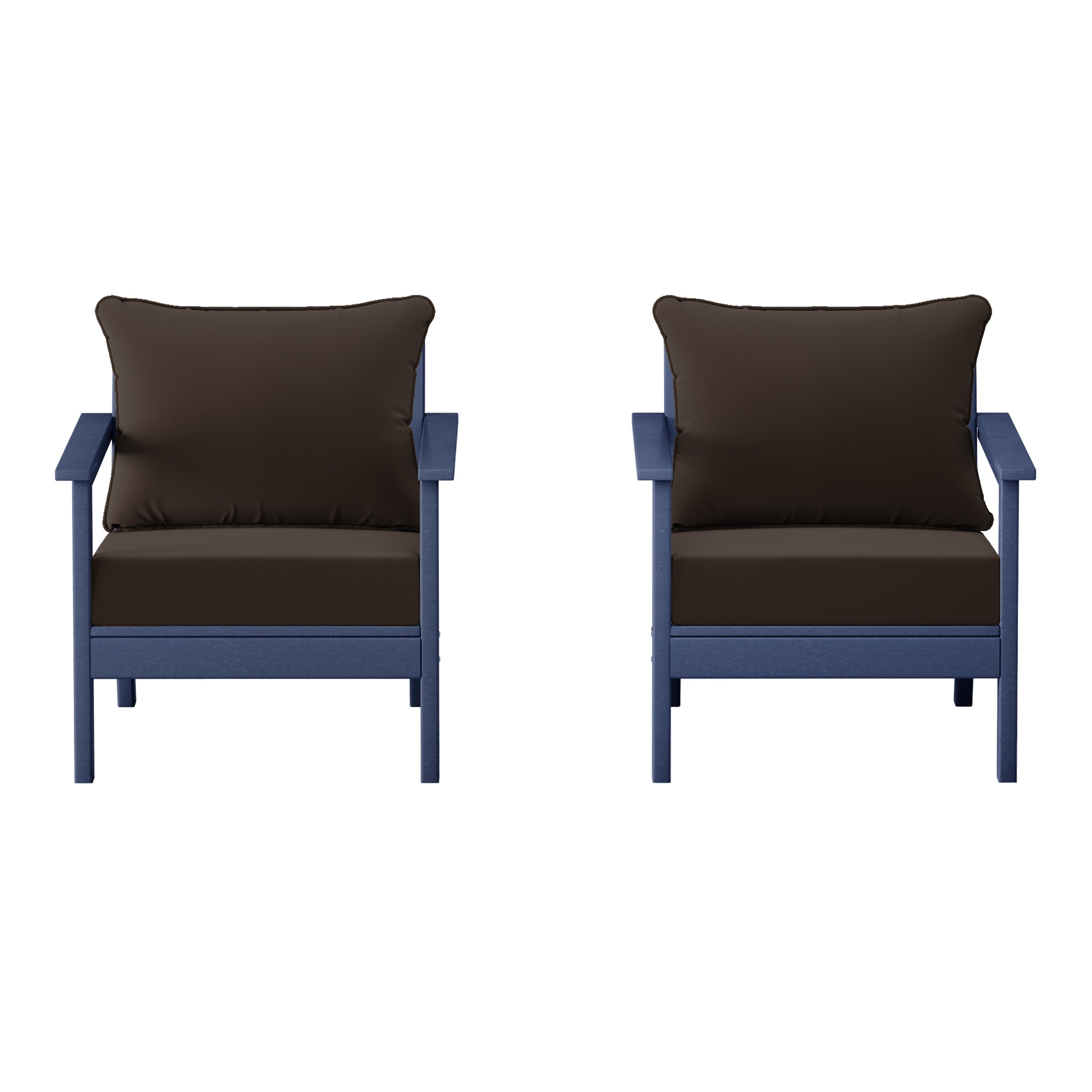 Avalon Outdoor Modern HDPE Patio Club Chairs with Deep Seat Cushions (Set of 2)