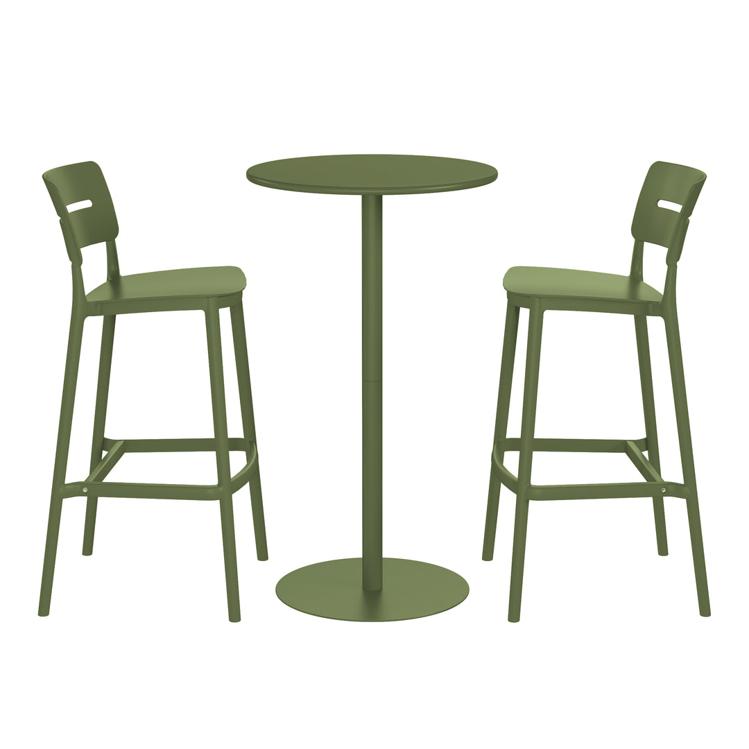 Playa 3-Piece Outdoor Adjustable Round Bar Height Patio Table Dining Set