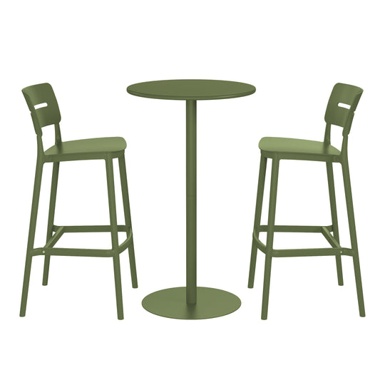 Playa 3-Piece Outdoor Adjustable Round Bar Height Patio Table Dining Set