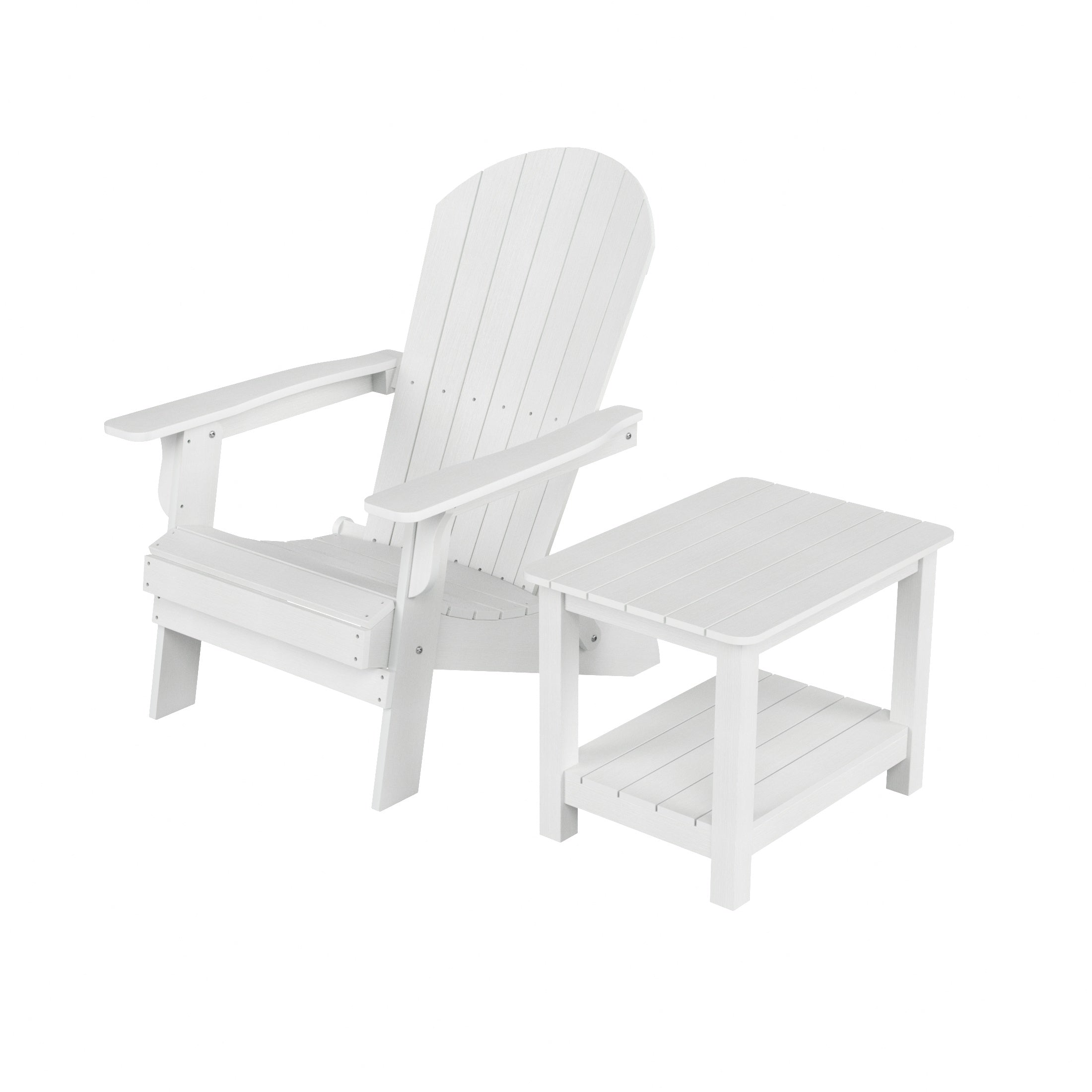Tuscany HIPS Outdoor Folding Adirondack Seashell Chair With Side Table