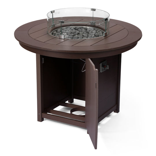 Helios 47" Modern Outdoor Patio Propane Round Counter Height Fire Pit Table