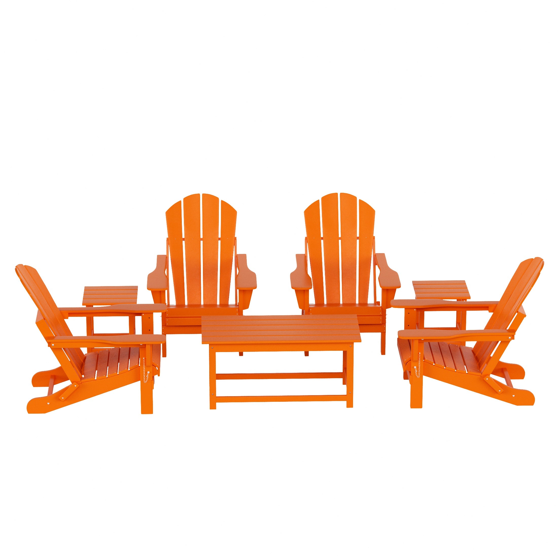 Malibu 7-Piece set Outdoor / Patio Adirondack chairs with a Coffee and t side tables ( 4 seater )