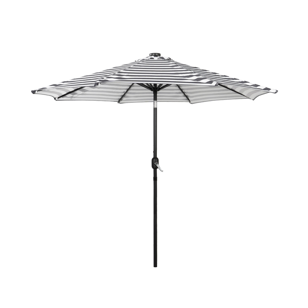 Cyrus 9 ft. Patio Solar Power LED Market Umbrella with Round Black Base