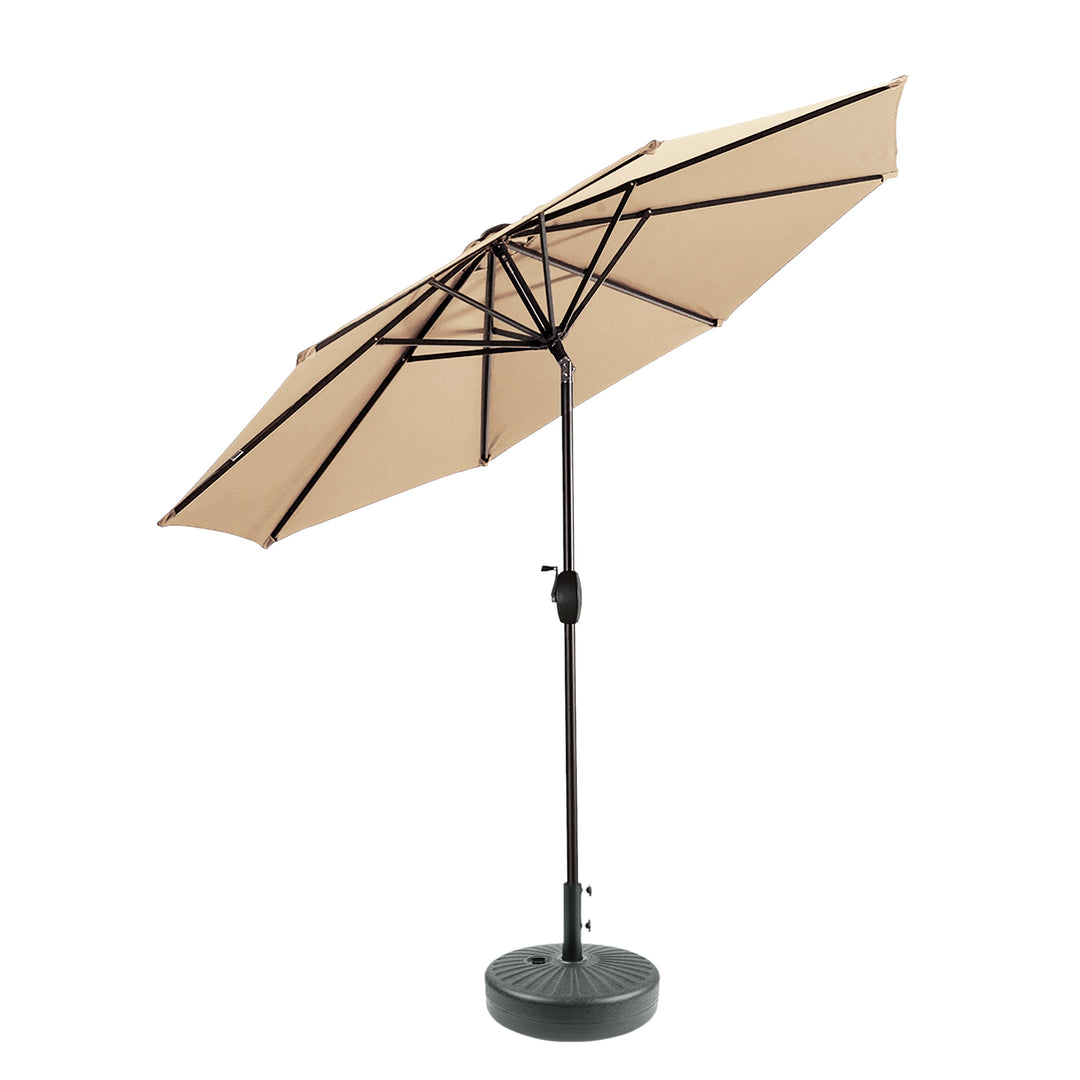 Paolo 9 ft. Patio Umbrella with Black Round Weight Base Kit