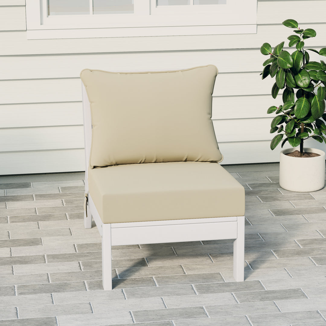 Avalon Outdoor HDPE Deep Seating Modular Armless Patio Chair with Patio Cushions