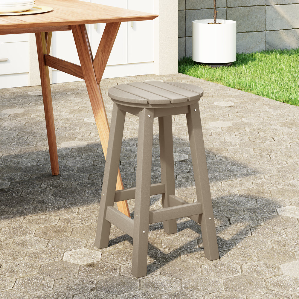 Malibu 24" HDPE Outdoor Patio Round Counter Height Bar Stool