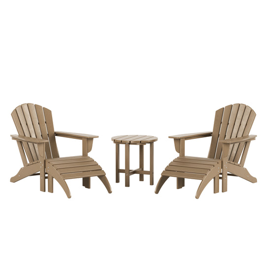 Dylan Outdoor Adirondack Chair With Ottoman And Side Table 5-Piece Set