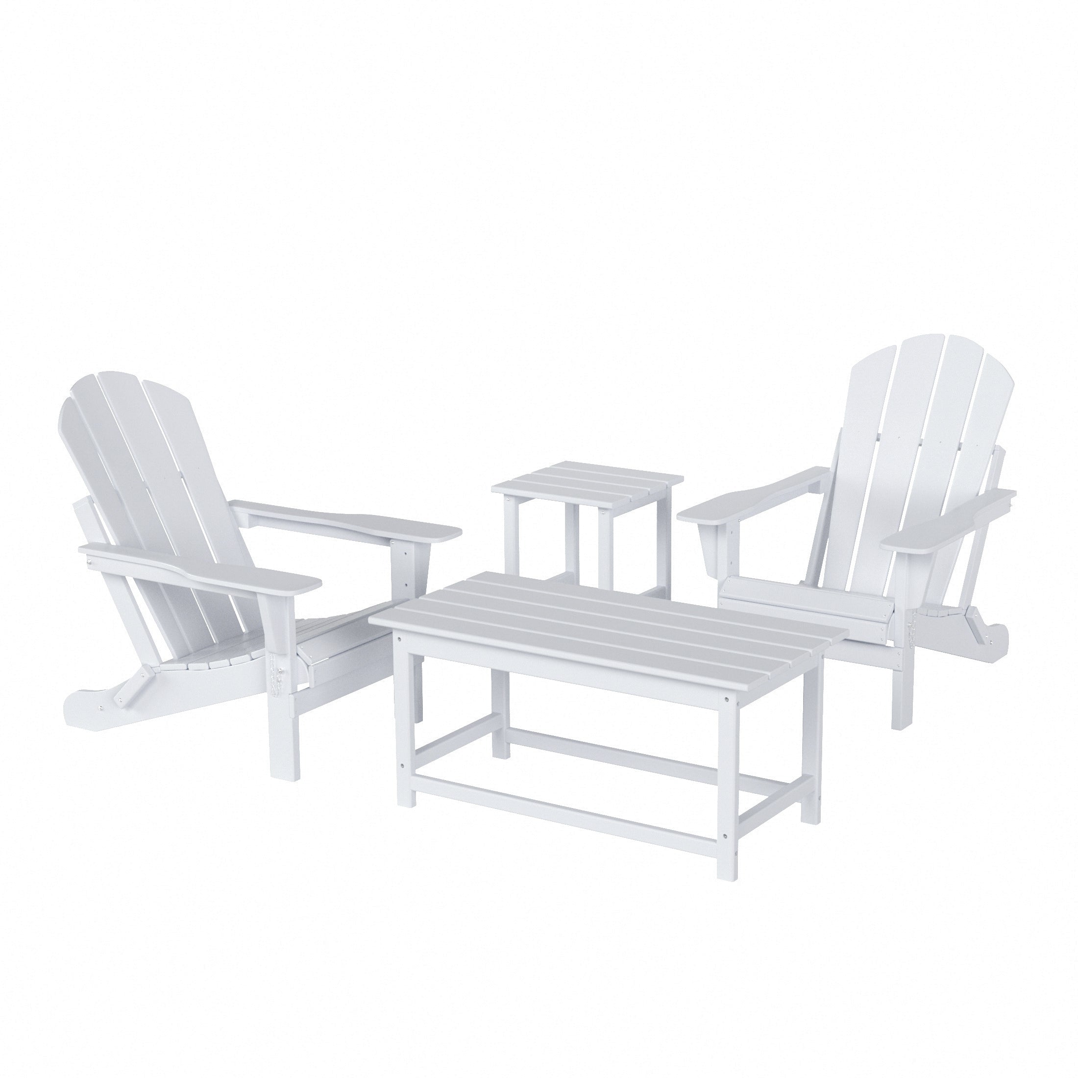 Malibu 4-Piece set Outdoor / Patio Poly Adirondack chairs with a Coffee and a side table ( 2 seater )