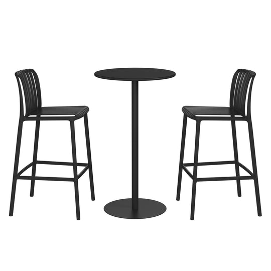 Playa 3-Piece Patio Adjustable Bar Table with Stackable Patio Bar Stools