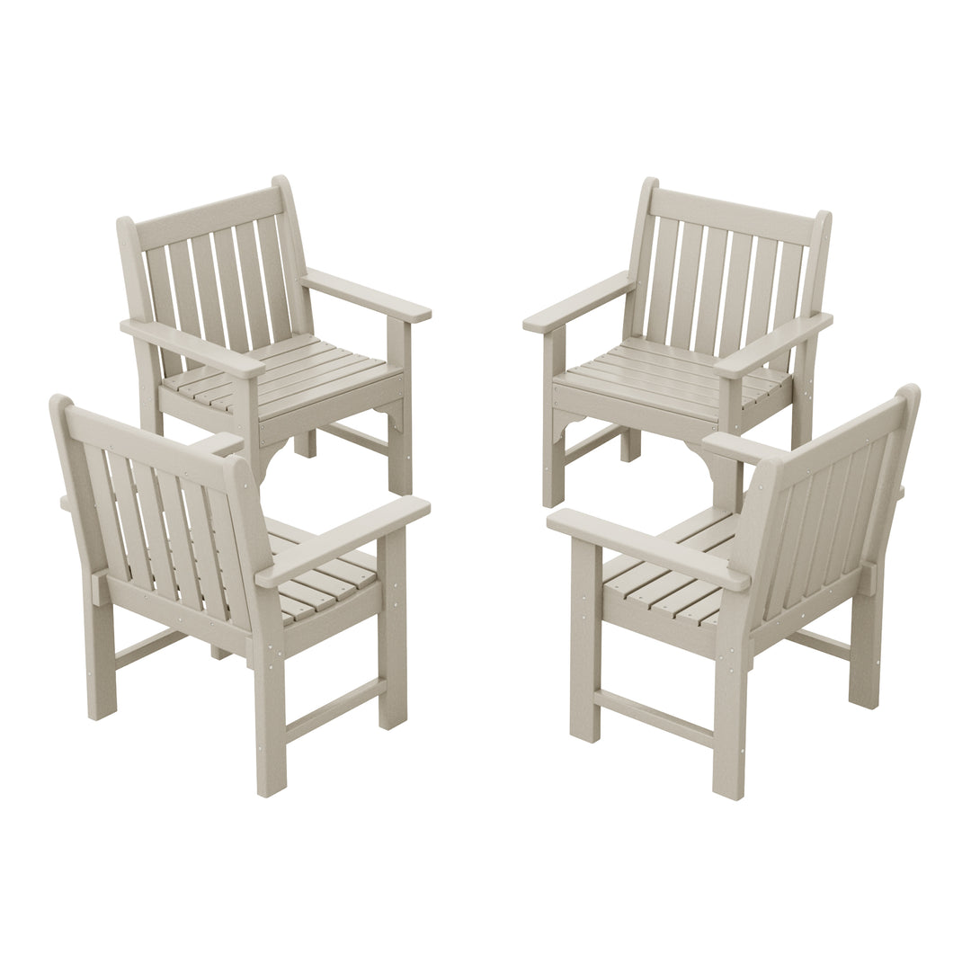 Malibu Outdoor Patio HDPE Adirondack Dining Arm Chairs (Set of 4)