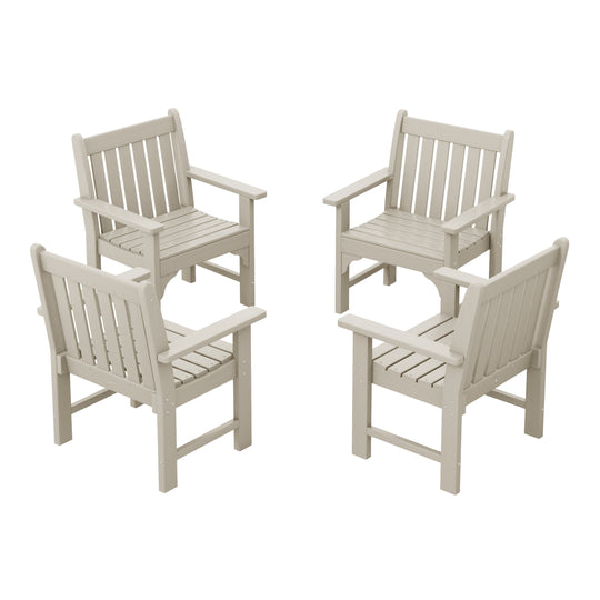 Malibu Outdoor Patio HDPE Adirondack Dining Arm Chairs (Set of 4)