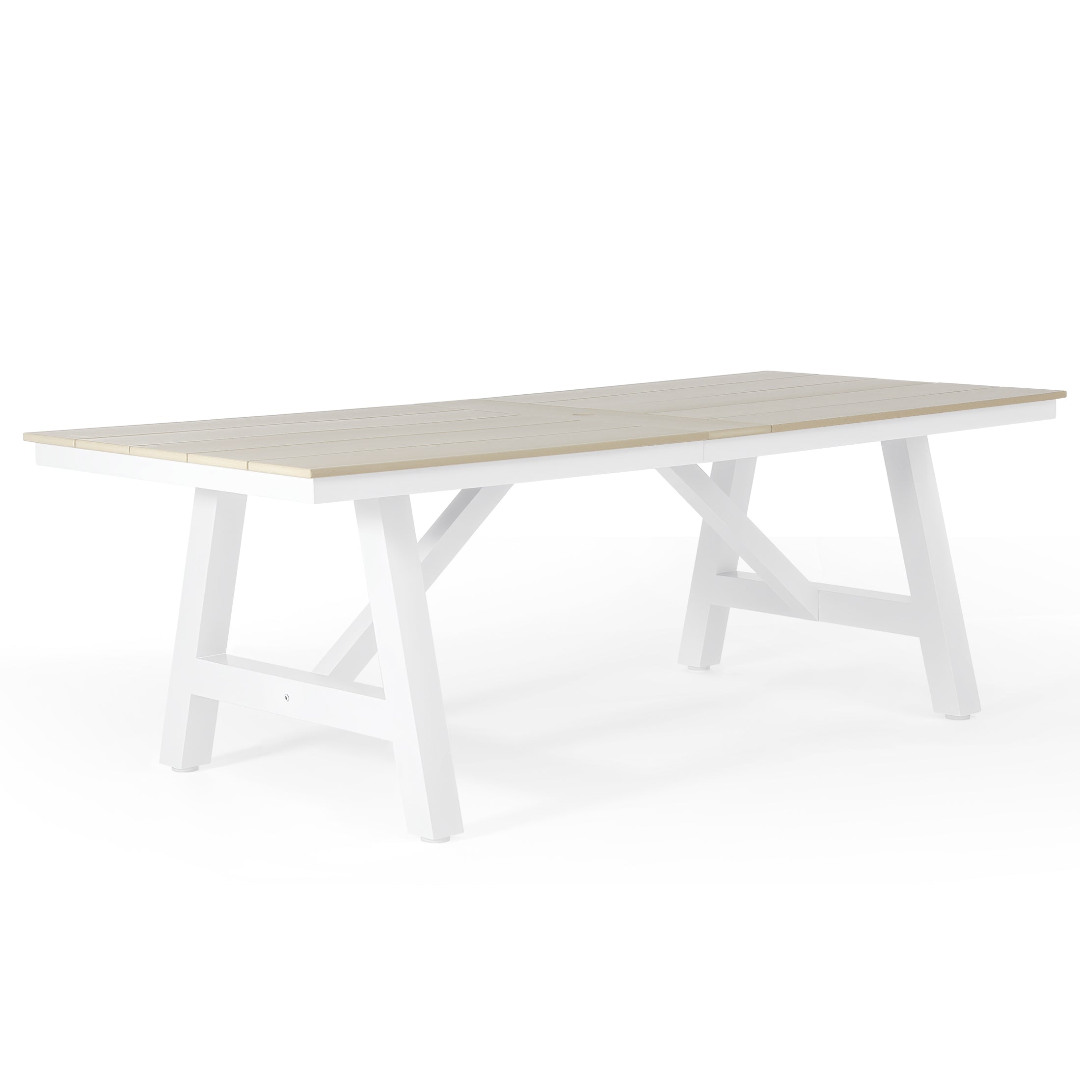 Cape May 7-Piece HDPE Outdoor Furniture Patio Dining Table With Umbrella Hole and Chairs Set For 6