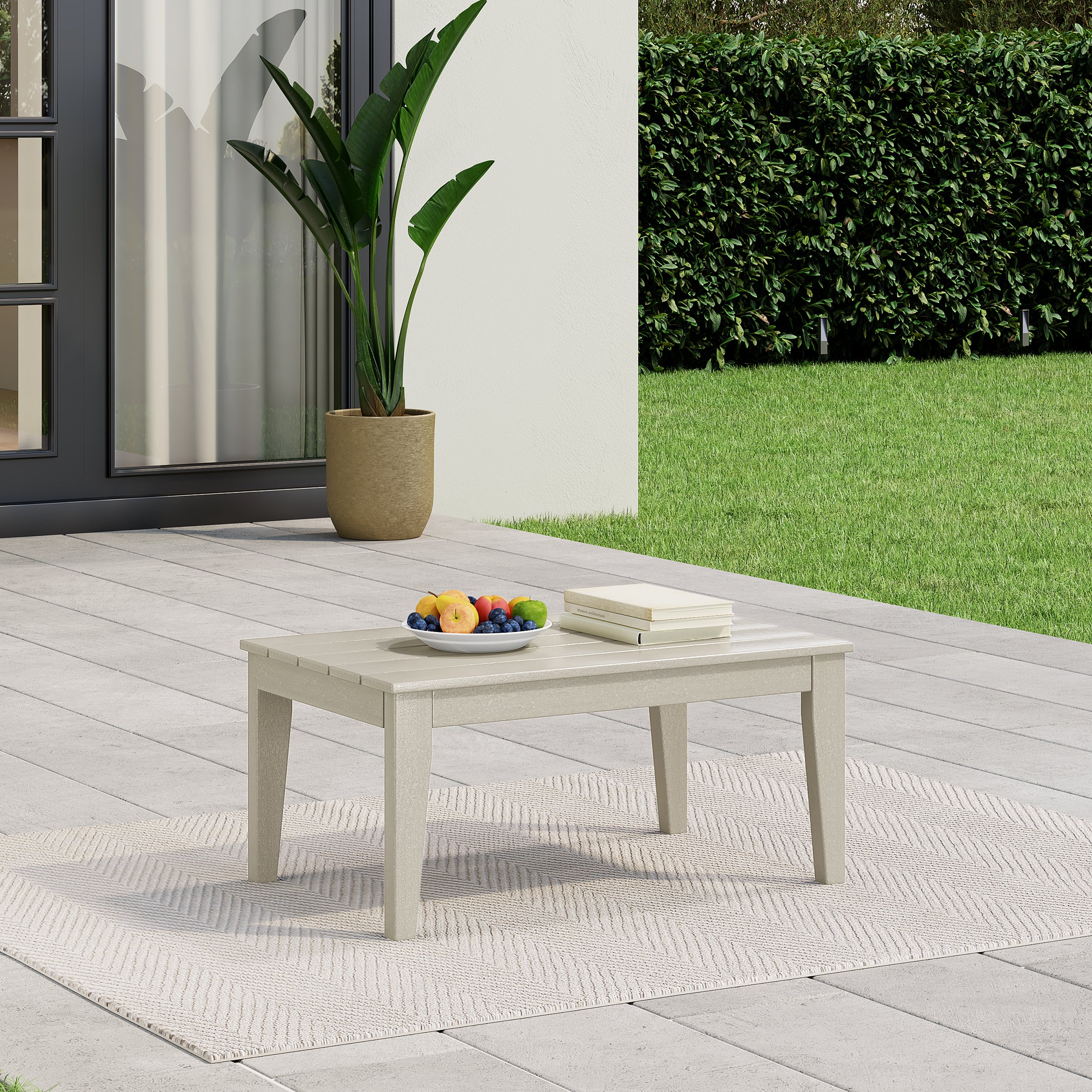 Malibu Low Outdoor HDPE Patio Rectangle Coffee Table