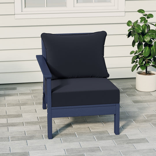 Avalon Outdoor Patio HDPE Left Arm Sectional Corner Club Chair with Patio Cushions