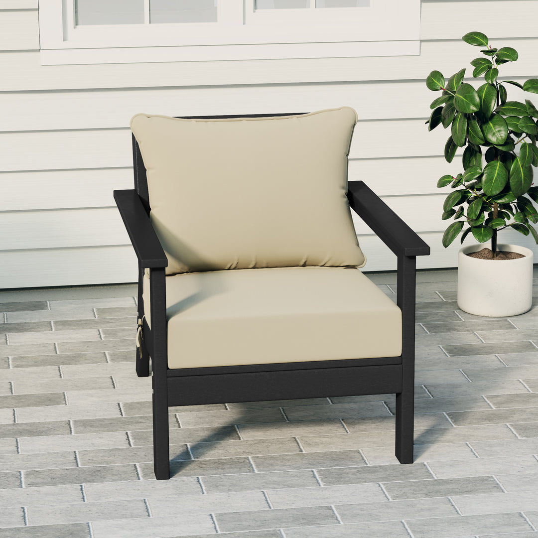 Avalon Outdoor Modern HDPE Patio Club Chair with Deep Seat Cushions