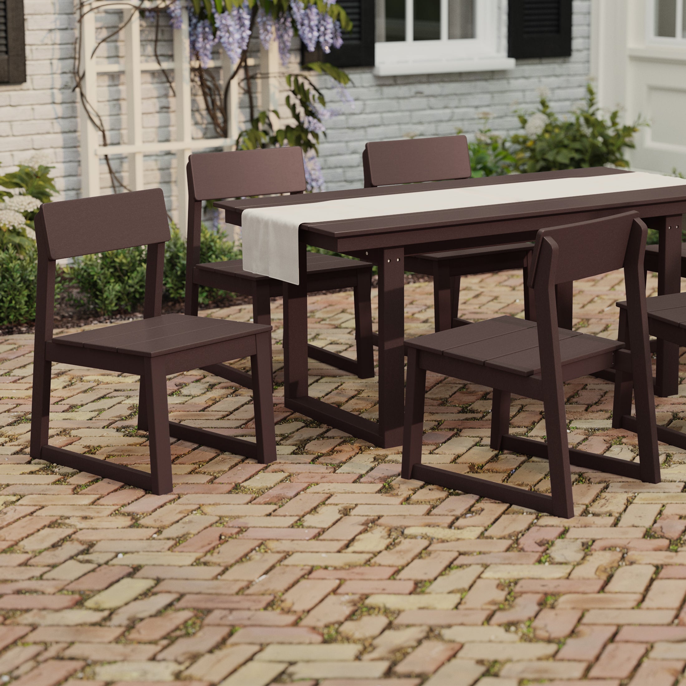 Paloma Modern HDPE Outdoor Armless Patio Dining Chairs (Set of 2)