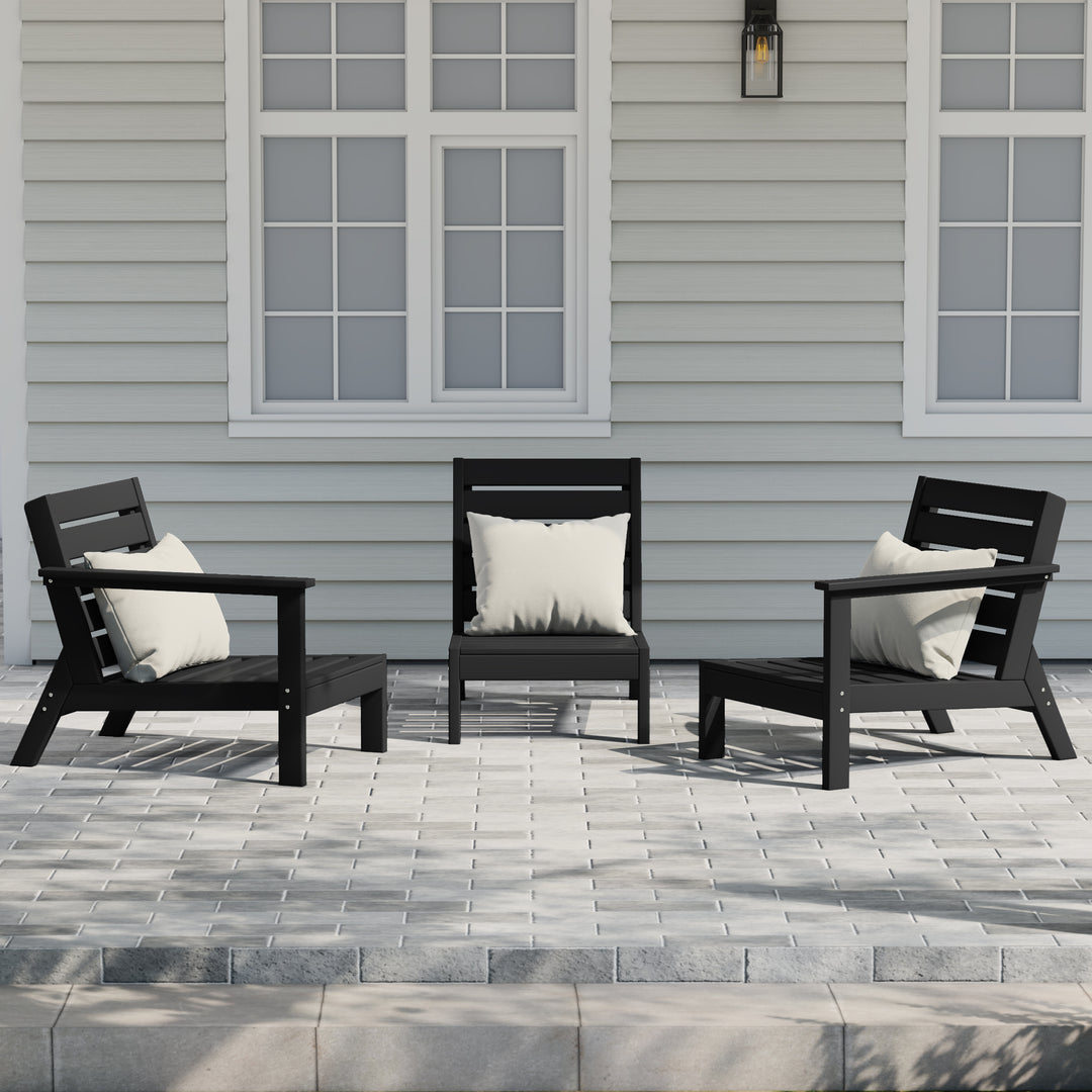 Avalon Outdoor Patio 3-Piece HDPE Deep Seating Sectional Sofa