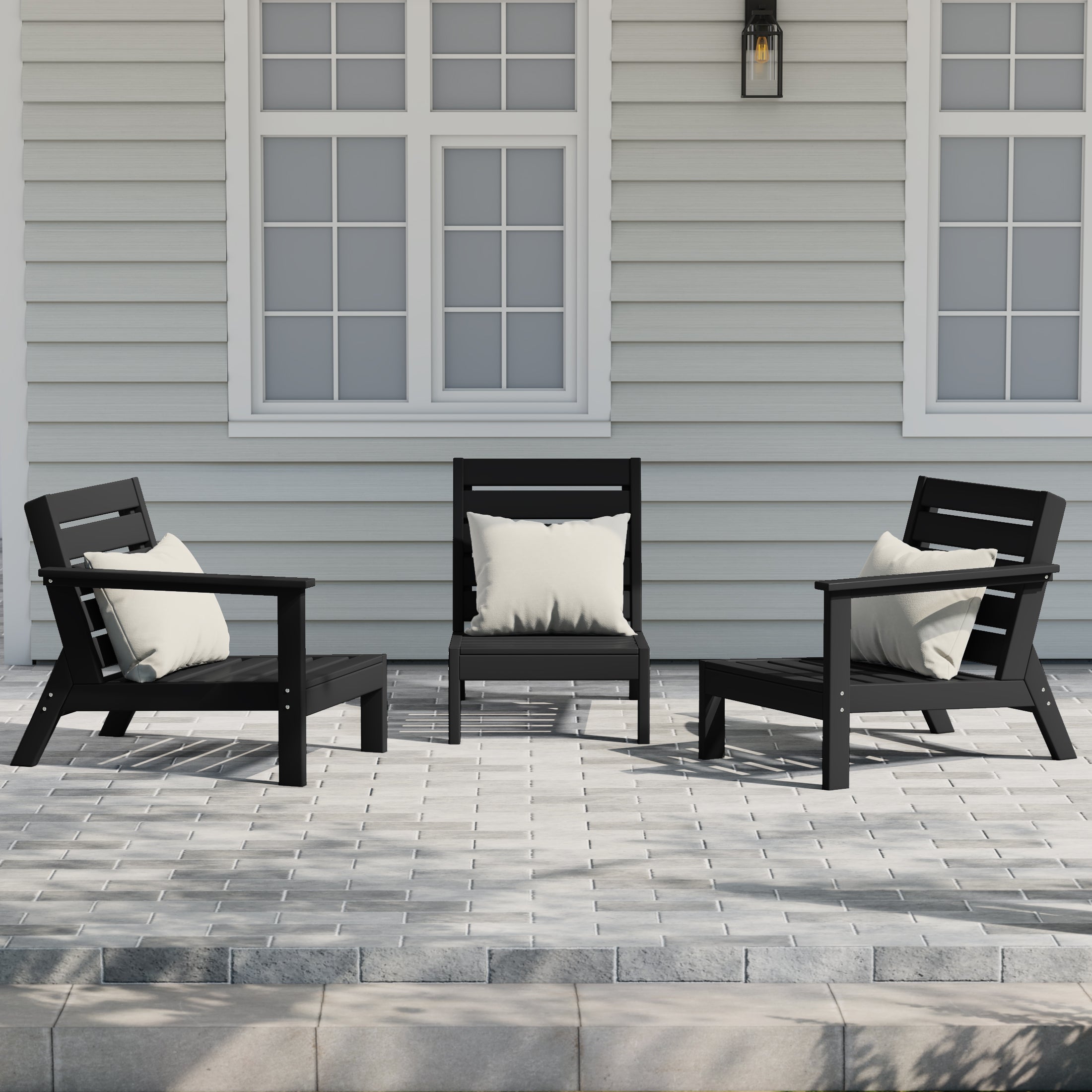 Avalon Outdoor Patio 3-Piece HDPE Deep Seating Sectional Sofa