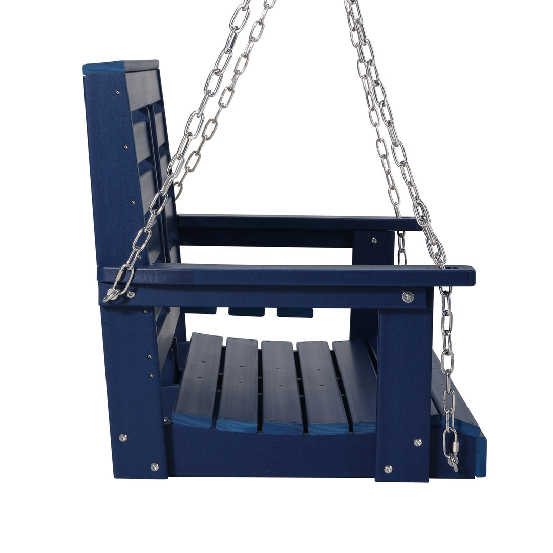 St Charles Outdoor HDPE 54" Front Hanging Porch Swing Bench With Cupholders