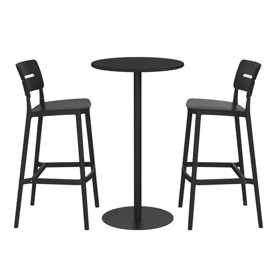 Playa 3-Piece Outdoor Adjustable Round Bar Height Patio Table Dining Set