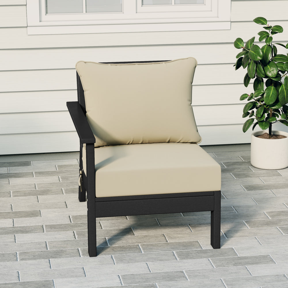 Avalon Outdoor Patio HDPE Left Arm Sectional Corner Club Chair with Patio Cushions