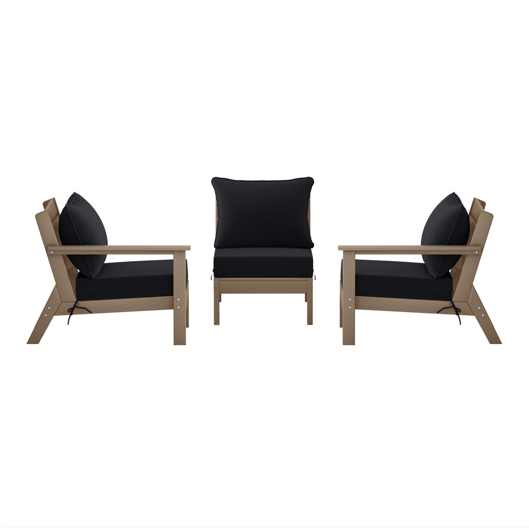 Avalon Outdoor Patio HDPE Sectional Sofa with Patio Cushions