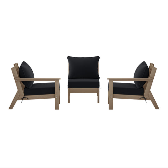 Avalon Outdoor Patio HDPE Sectional Sofa with Patio Cushions