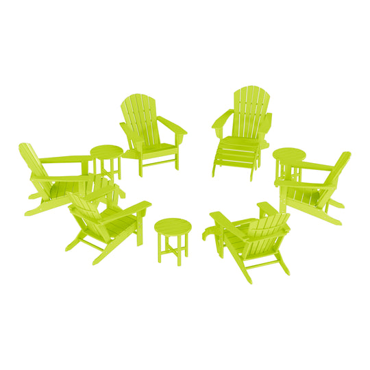 Dylan 12 Piece Outdoor Adirondack Chair With Ottoman And Side Table
