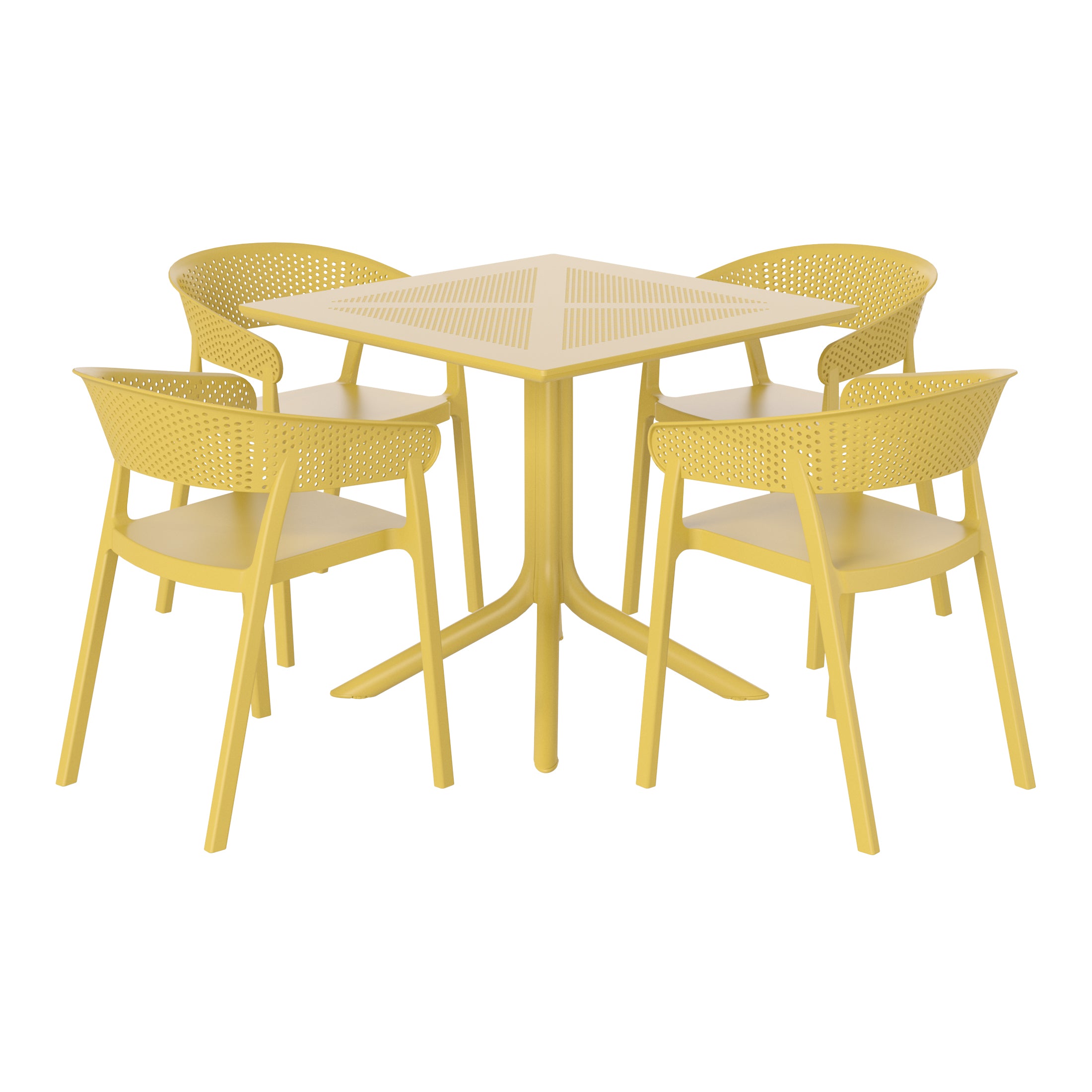 Playa 5-Piece Modern Patio Square Dining Table Set with Stackable Patio Dining Chairs