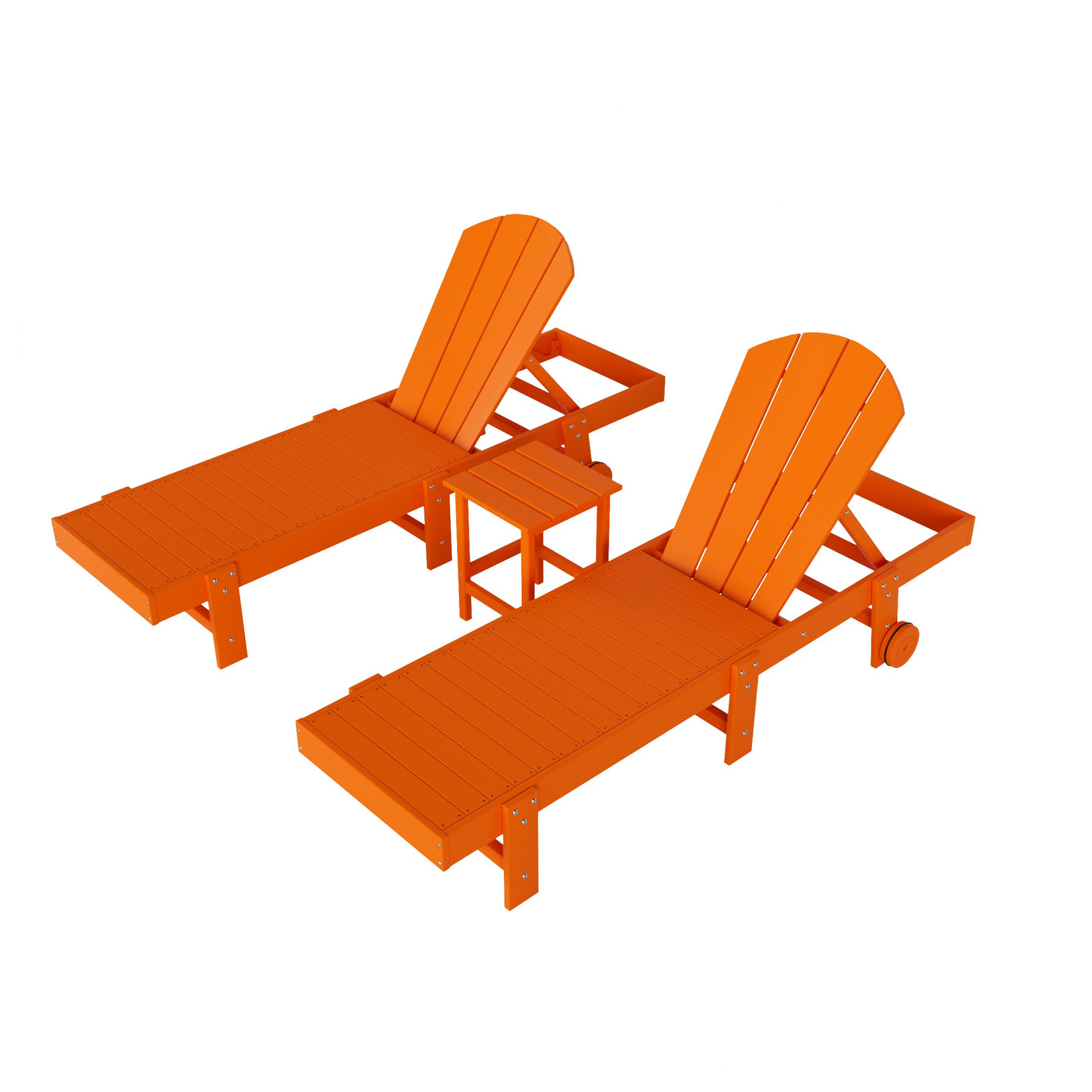 Malibu 3 Piece Poly Reclining Chaise Lounge With Wheels