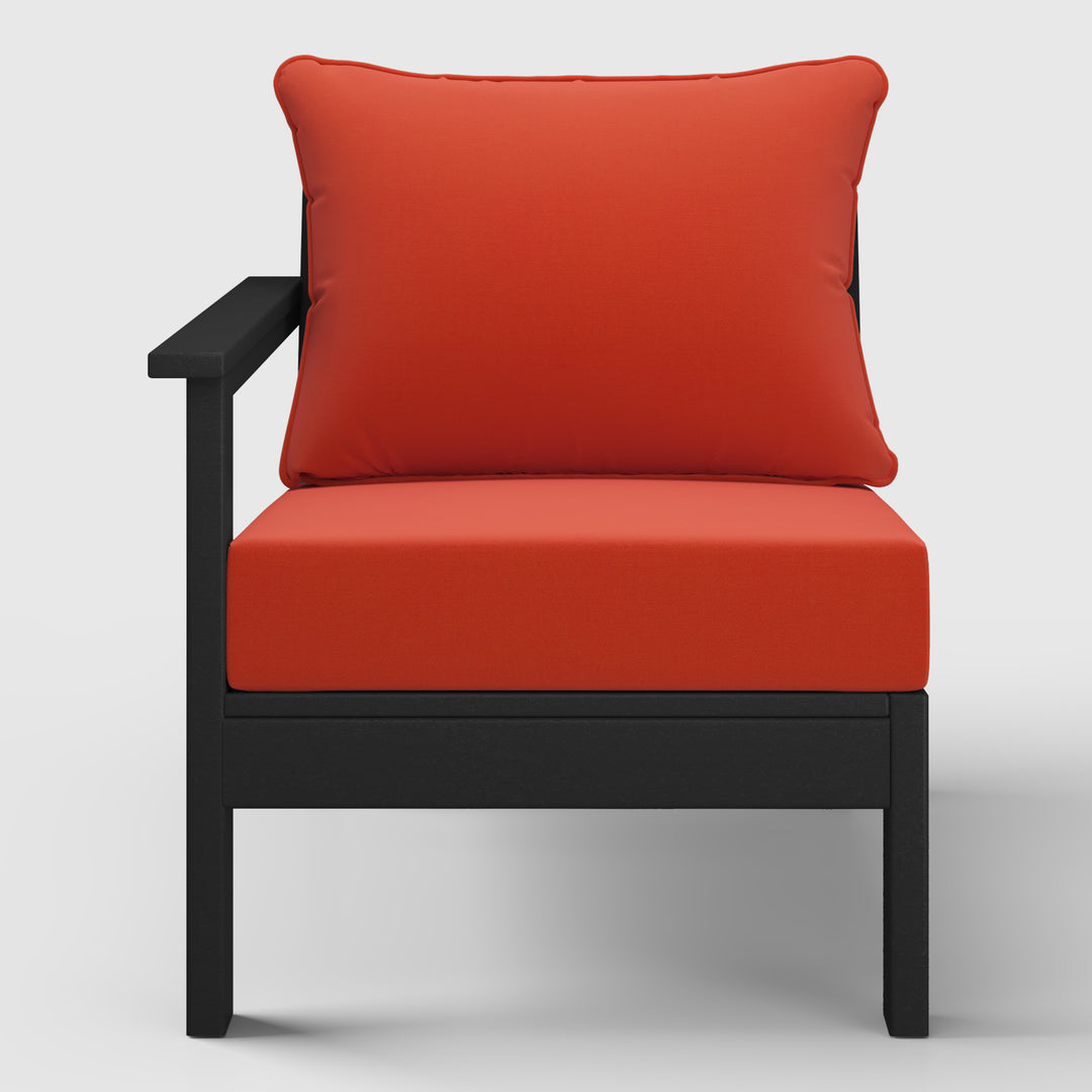 Avalon Outdoor Patio HDPE Left Arm Sectional Corner Club Chair with Patio Cushions