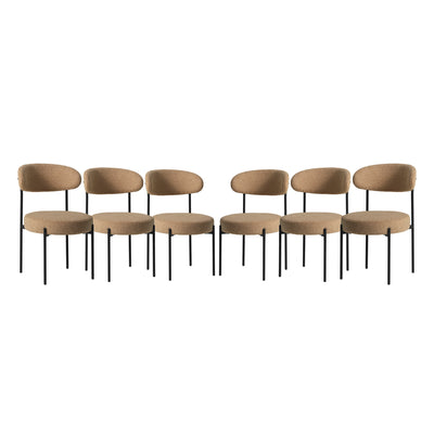 Alexandria Mid-Century Modern Upholstered Sherpa Round Dining Chairs (Set of 6)