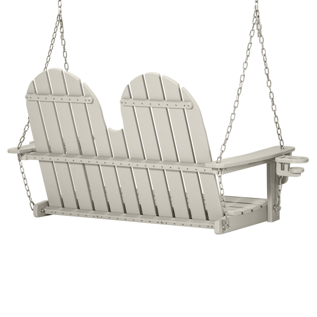 St. Augustine 4ft Outdoor HDPE Poly Farmhouse Hanging Porch Swing With Cup Holders