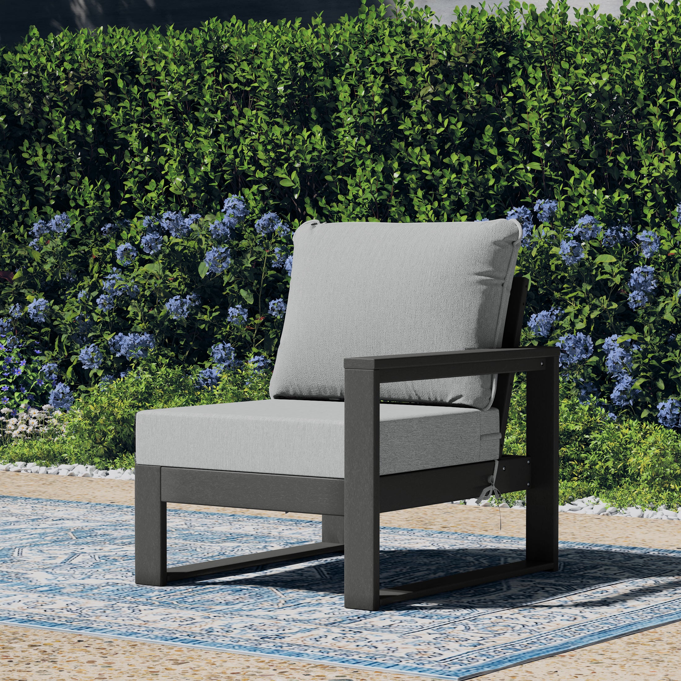 Montara Outdoor Patio HDPE Right Arm Facing Sectional Corner Chair with Patio Cushions