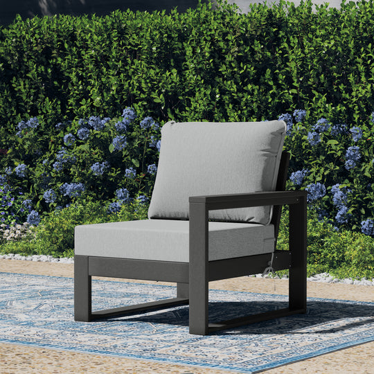 Outdoor Patio HDPE Right Arm Facing Sectional Corner Chair with Patio Cushions
