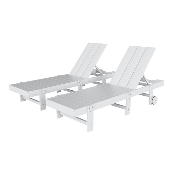 Ashore Modern Poly Reclining Chaise Lounge With Wheels