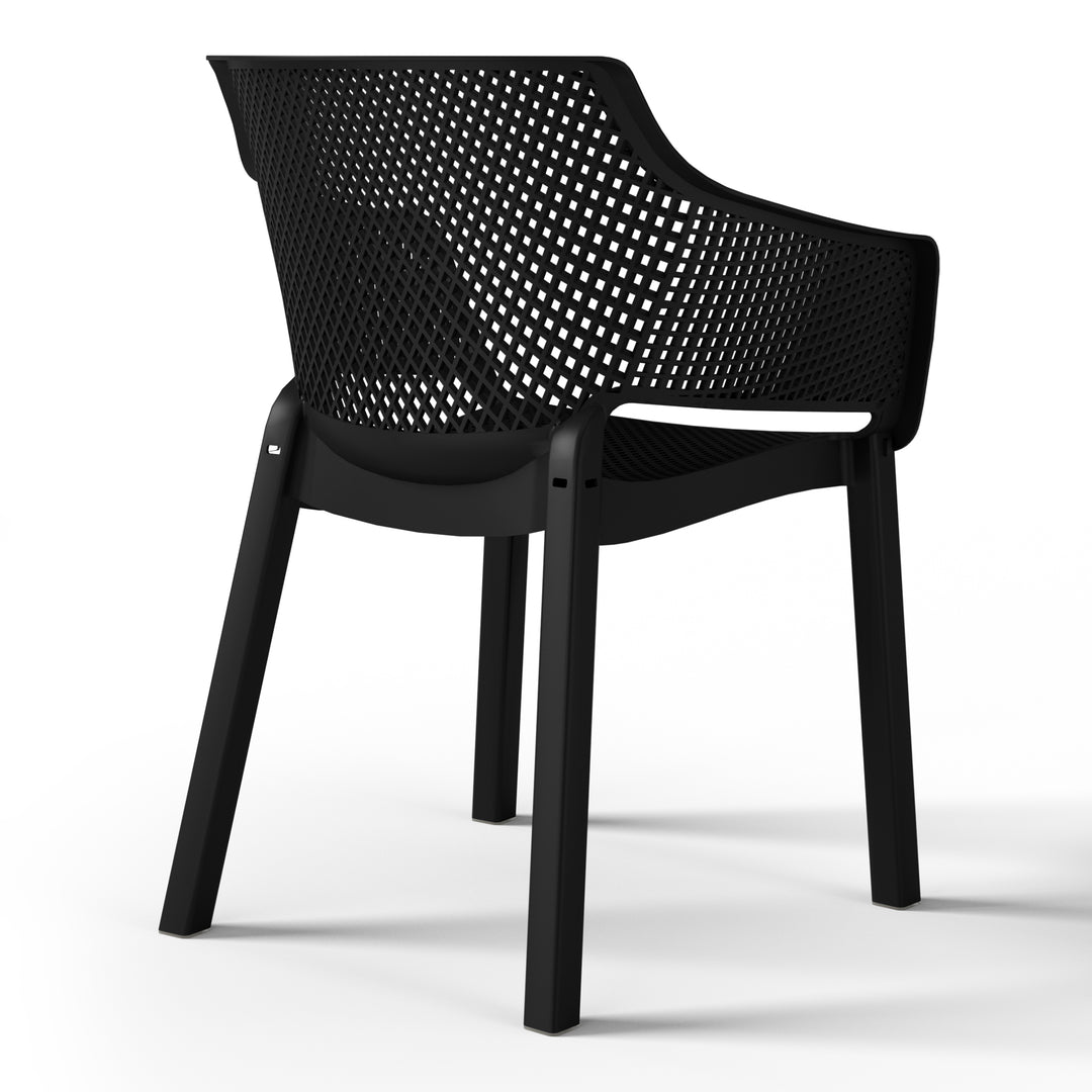 Playa Outdoor Modern Stackable Plastic Resin Patio Dining Armchair (Set of 4)