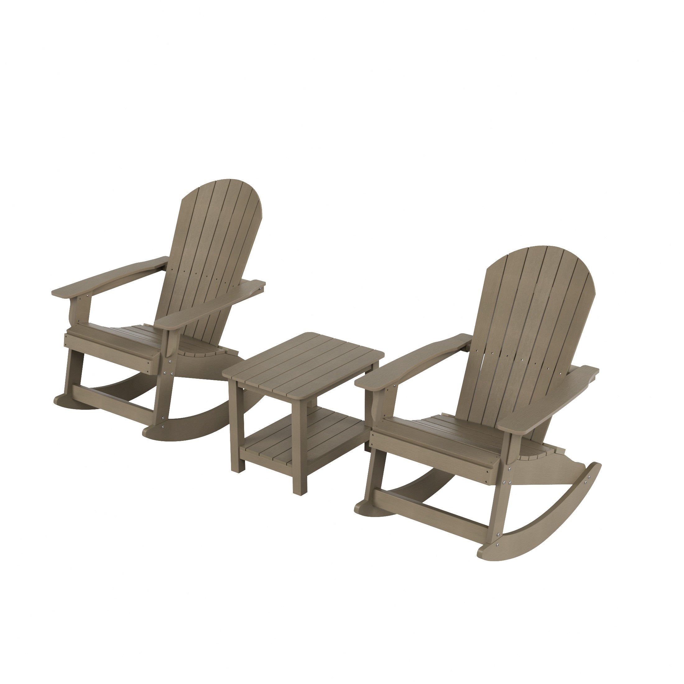 Tuscany 3-Piece HIPS Outdoor Rocking Adirondack Chair With Side Table