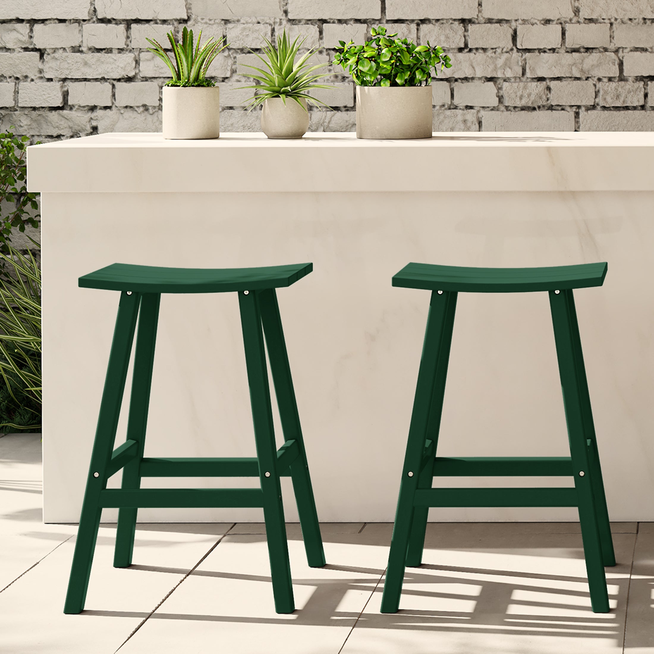 Malibu 29" HDPE Outdoor Patio Bar Height Bar Stools (Set of 2)