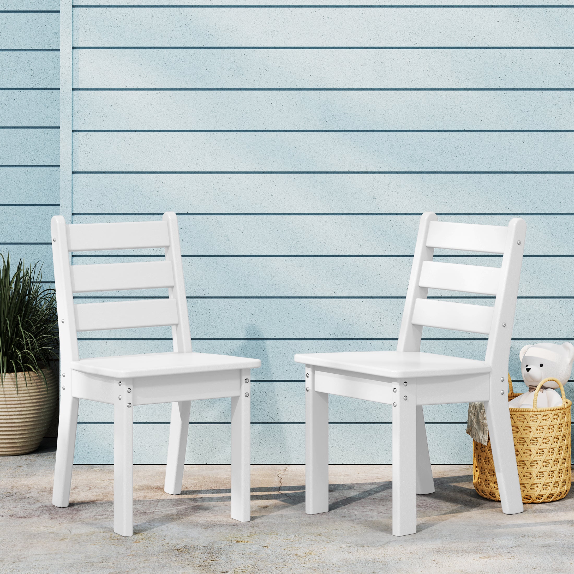 Treehouse Outdoor HDPE Kids Plastic Toddler Dining Chair (Set of Two)