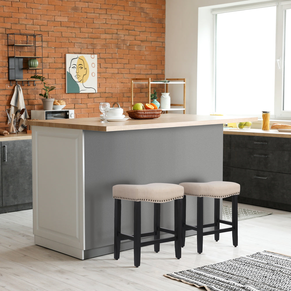 Lenox 24" upholstered nail head bar counter stools with Black color legs (2 piece set)