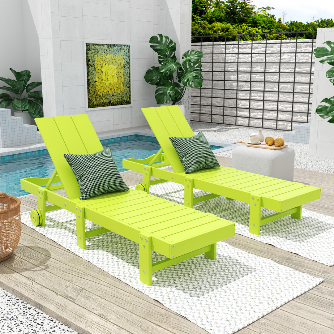 Ashore Modern Poly Reclining Chaise Lounge With Wheels