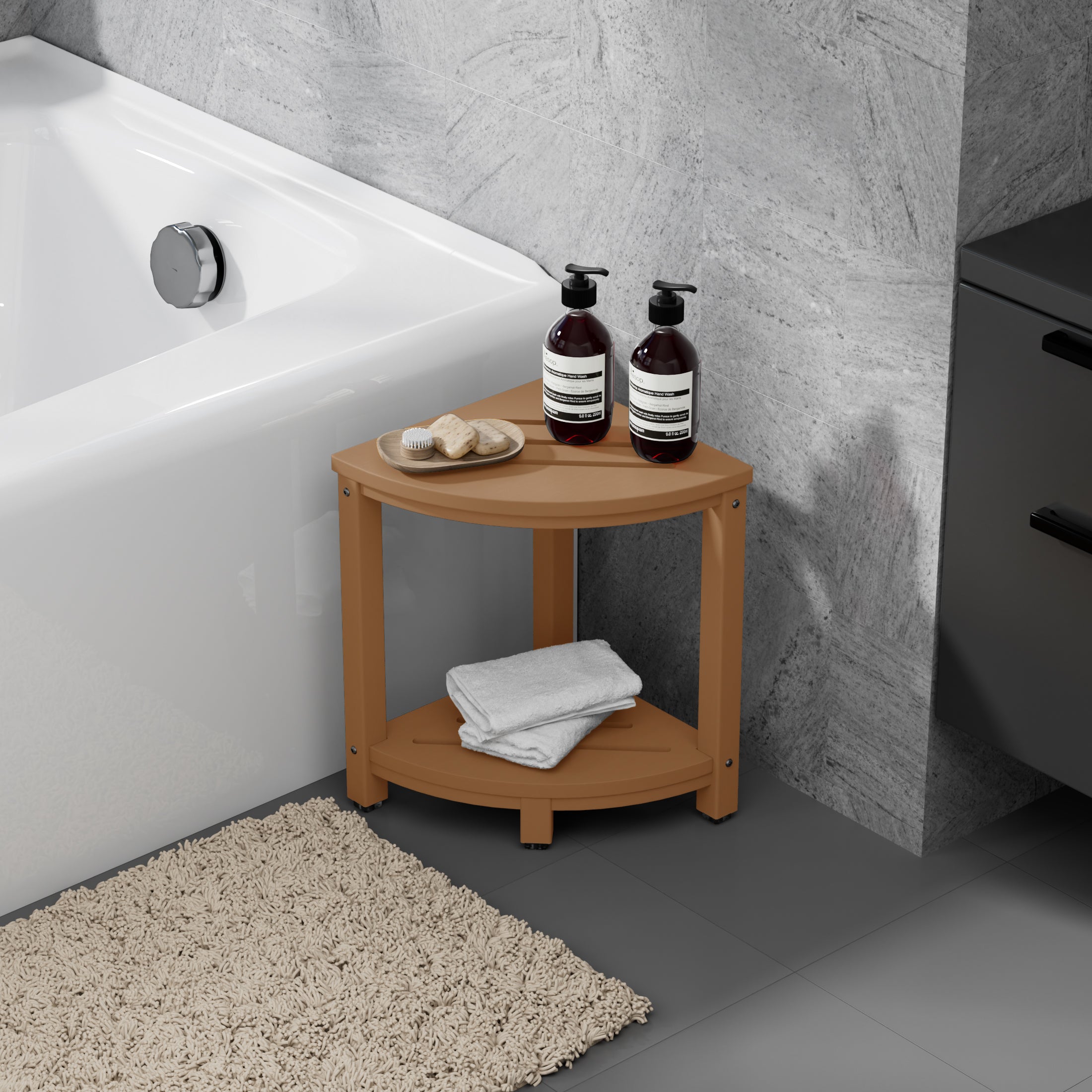 Sage HDPE Plastic Waterproof Shower Corner Bench